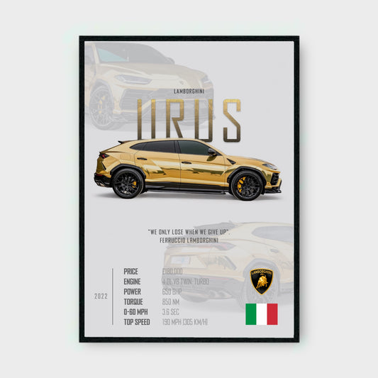 LAMBORGHINI URUS Poster - Glossy A3/A4 Wall Decal