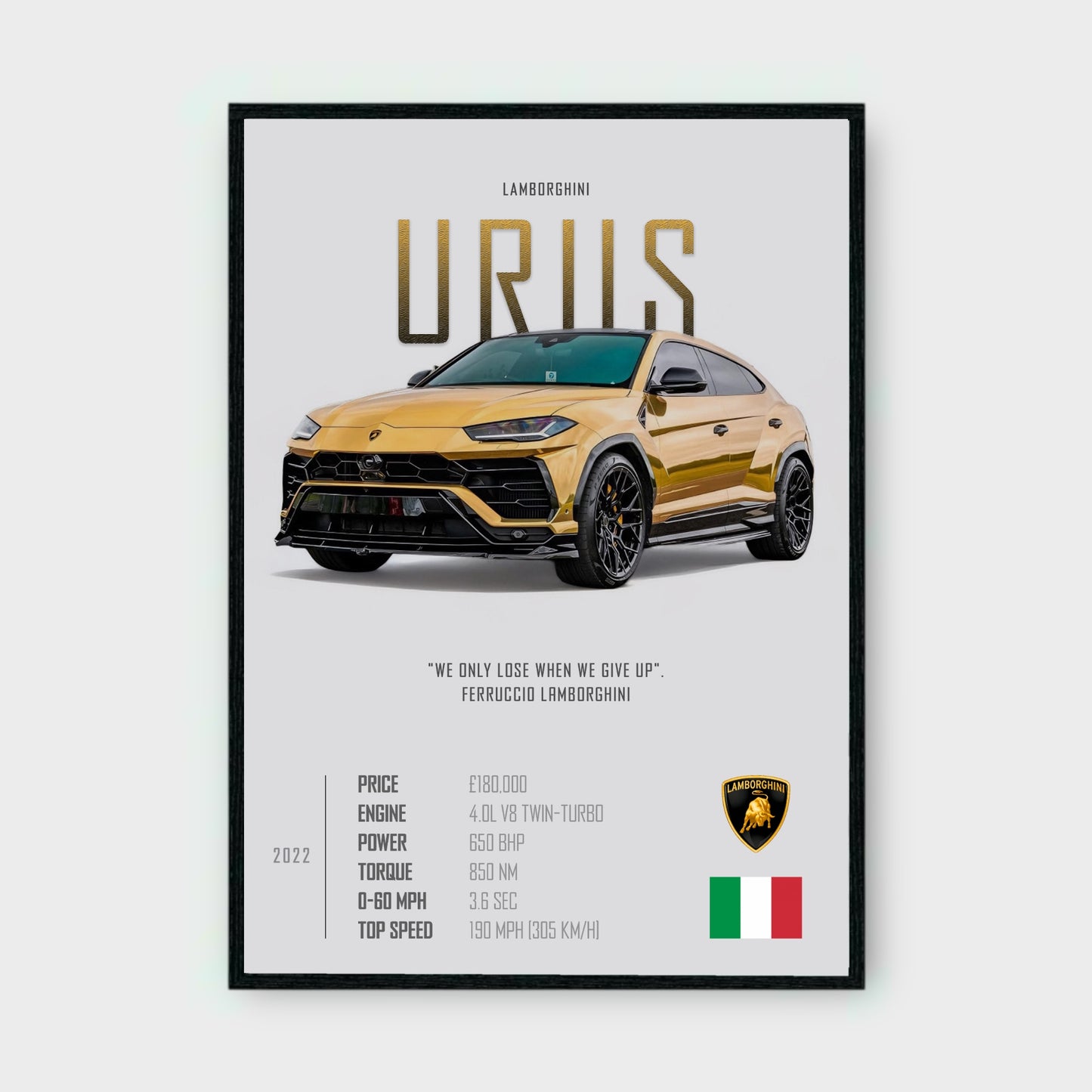 LAMBORGHINI URUS Poster - Glossy A3/A4 Wall Decal