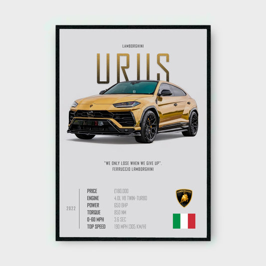 LAMBORGHINI URUS Poster - Glossy A3/A4 Wall Decal