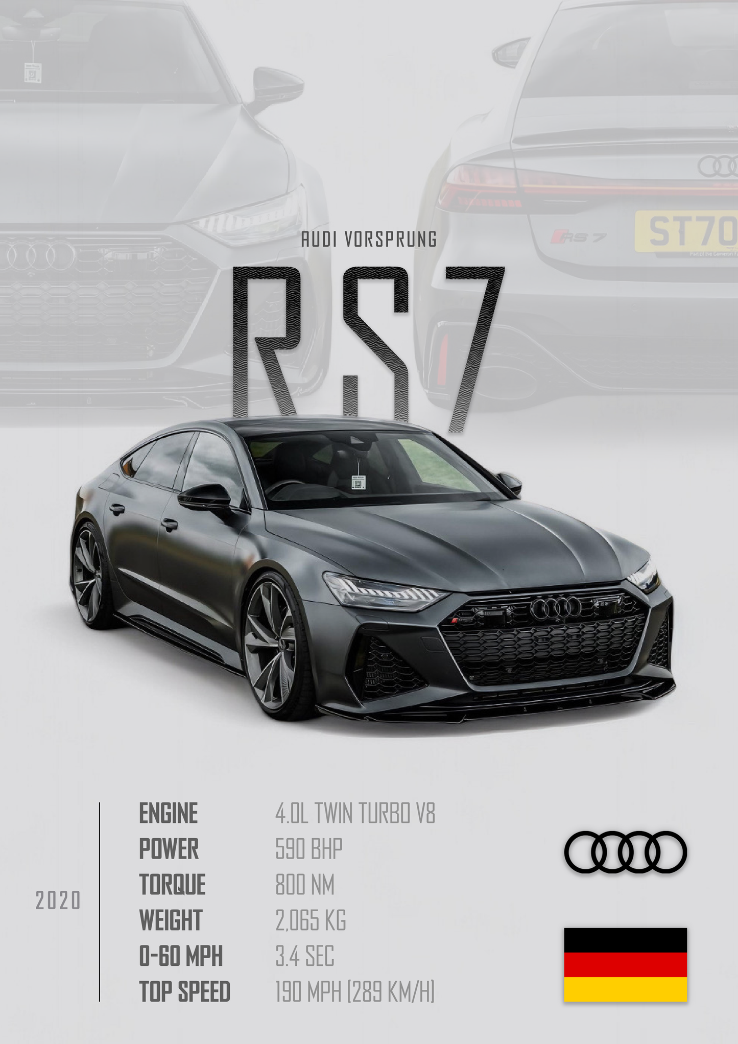 AUDI RS7 VORSPRUNG Poster - Glossy A3/A4 Wall Decal