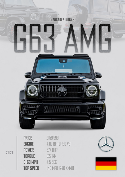 MERCEDES URBAN G63 AMG Poster - Glossy A3/A4 Wall Decal