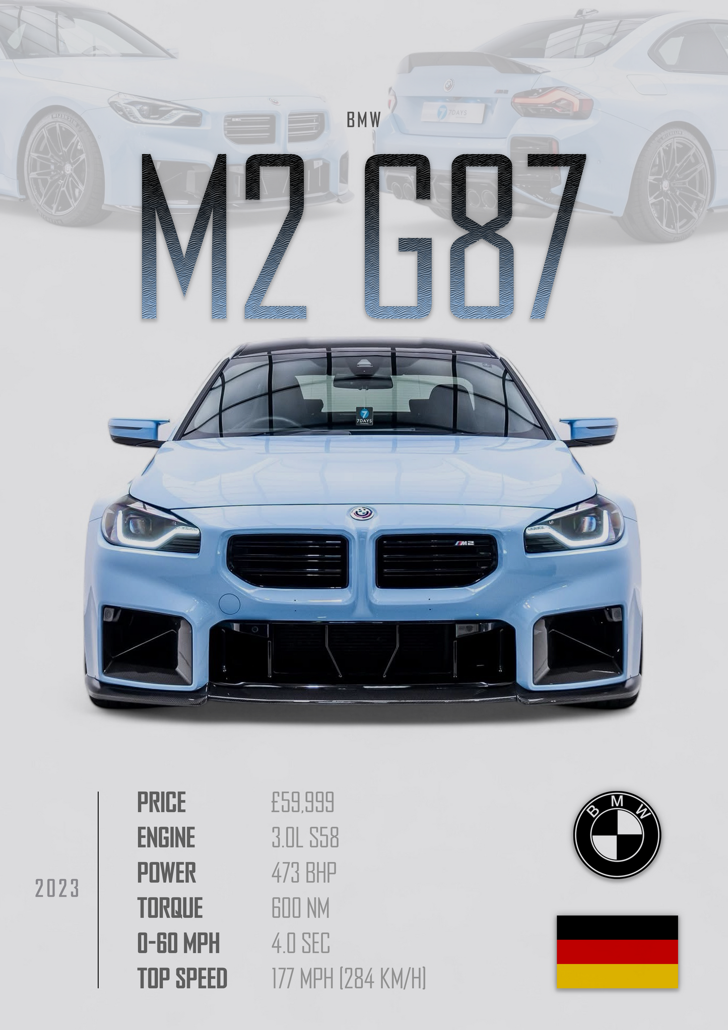 BMW M2 G87 Poster - Glossy A3/A4 Wall Decal