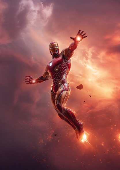 IRON MAN (FLYING HIGH) MOVIE Poster - Glossy A3/A4 Wall Decal