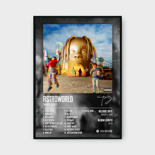 TRAVIS SCOTT - ASTROWORLD music album Poster - Glossy A3/A4 Wall Decal