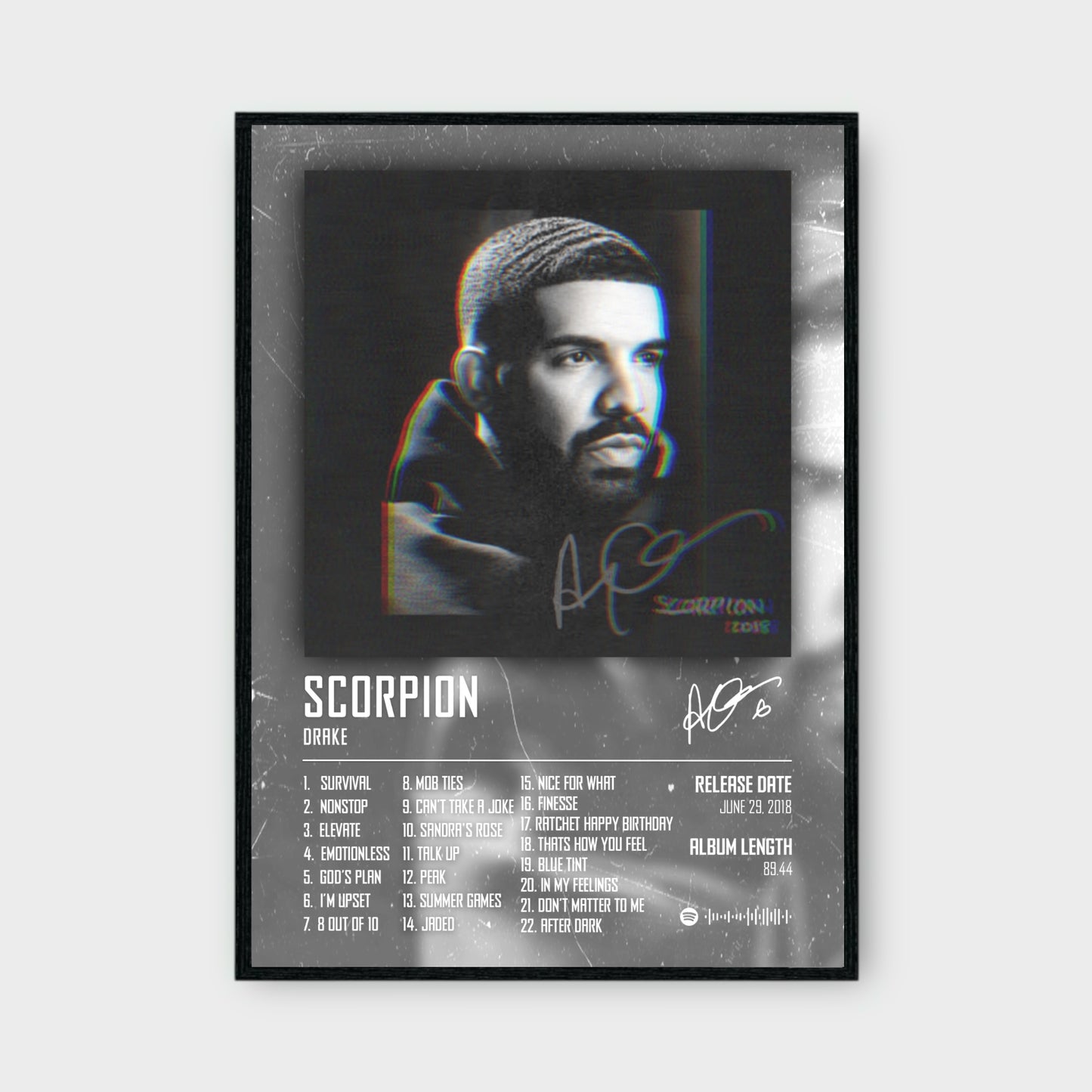 DRAKE - SCORPION music album Poster - Glossy A3/A4 Wall Decal