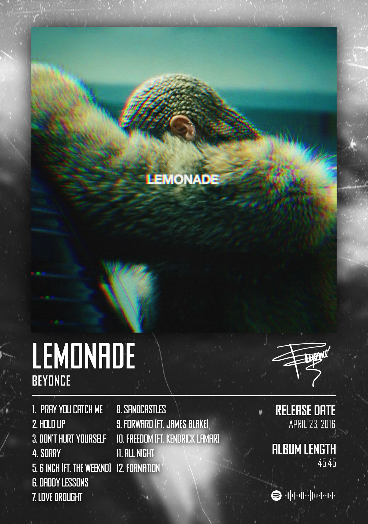 BEYONCÉ - LEMONADE music album Poster - Glossy A3/A4 Wall Decal