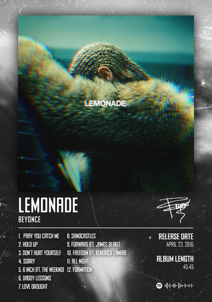 BEYONCÉ - LEMONADE music album Poster - Glossy A3/A4 Wall Decal