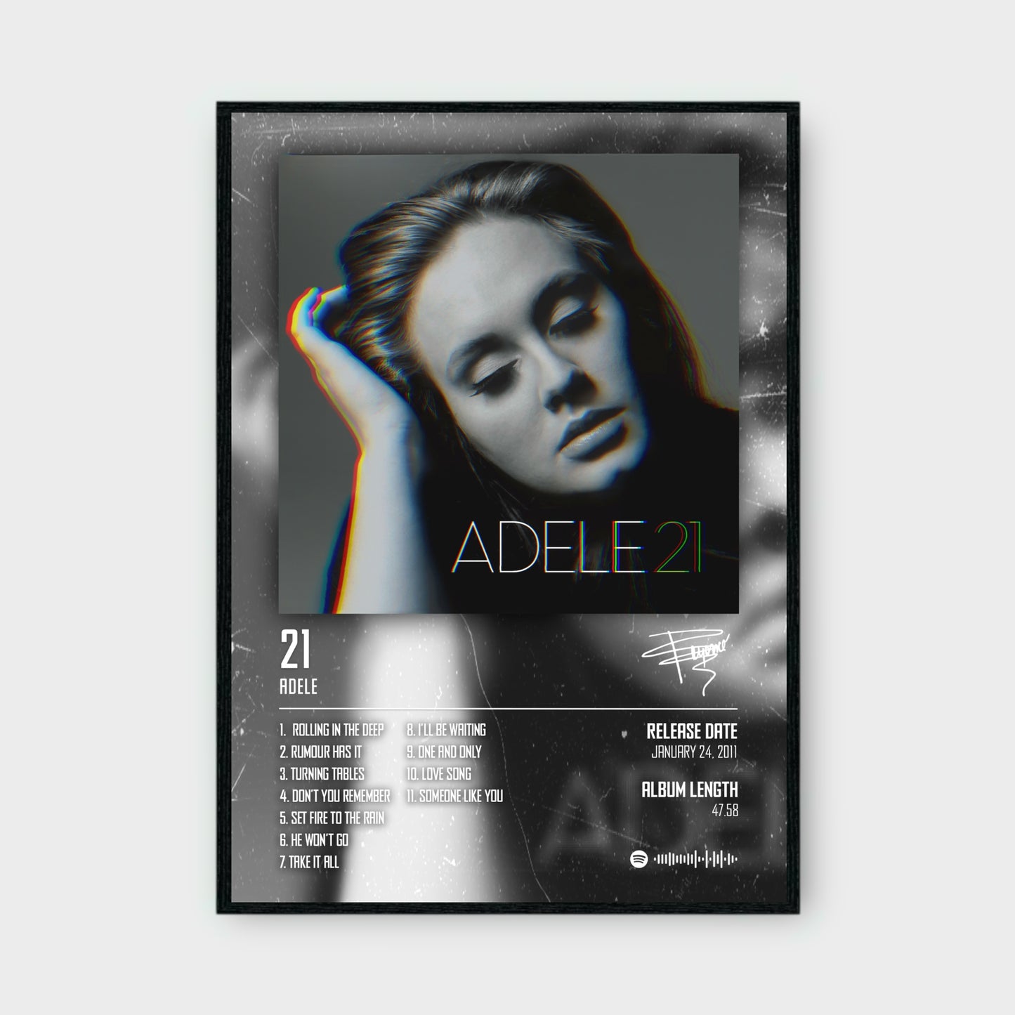 ADELE - 21 music album Poster - Glossy A3/A4 Wall Decal