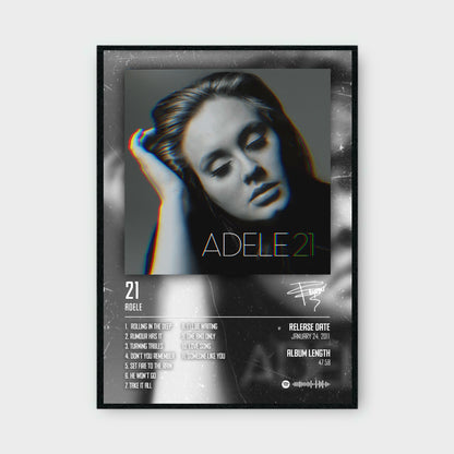 ADELE - 21 music album Poster - Glossy A3/A4 Wall Decal