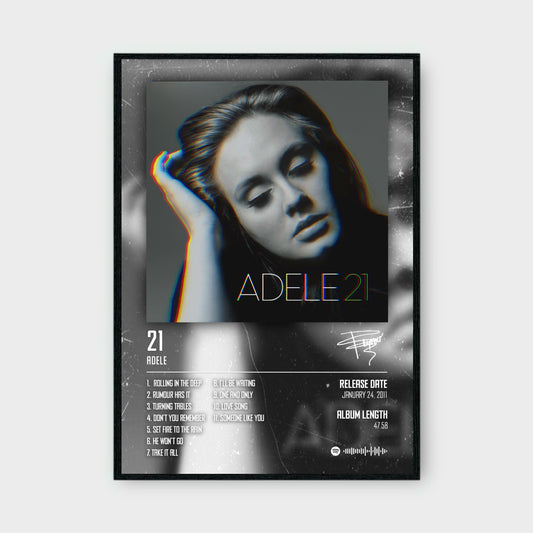 ADELE - 21 music album Poster - Glossy A3/A4 Wall Decal