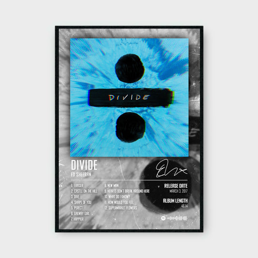 ED SHEERAN - DIVIDE music album Poster - Glossy A3/A4 Wall Decal